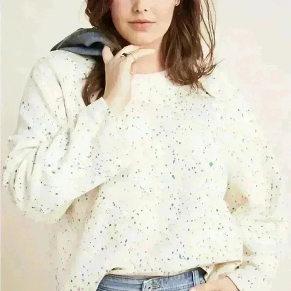 Maeve by Anthropologie Rainbow Paint Splatter Cropped Sweatshirt (NWOT) Medium - Picture 1 of 8